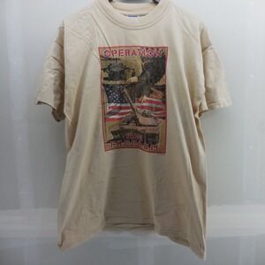 B&C European Style Operation Iraqi Freedom Graphic T-Shirt Tan XL Military Tank